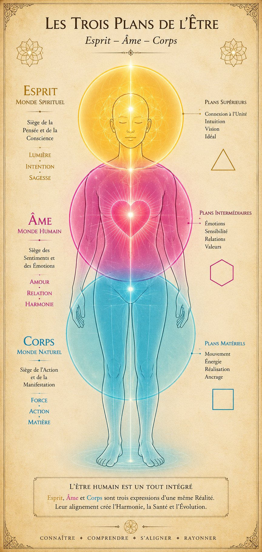 Les trois plans de l'individu : Spiritus, Anima, Corpus