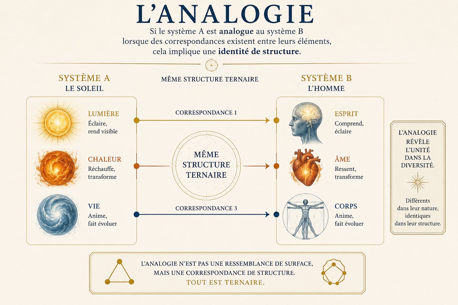 L'analogie — même structure ternaire entre le Soleil et l'Homme