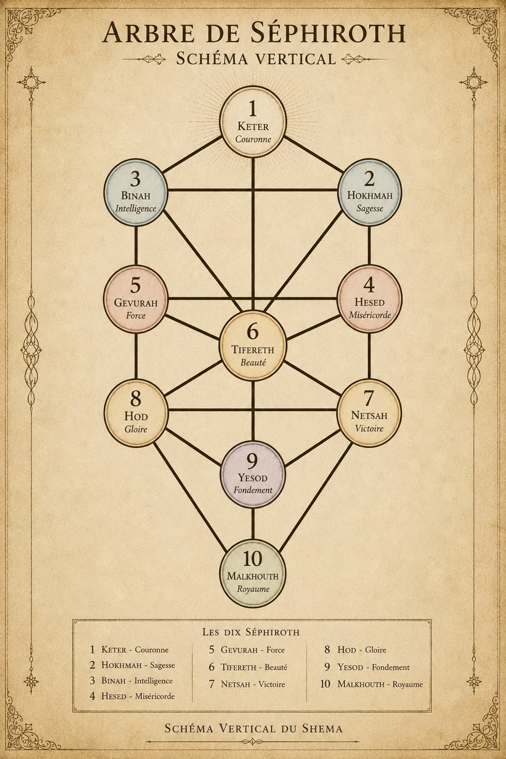 L'Arbre des dix Séphiroth de la Kabbale