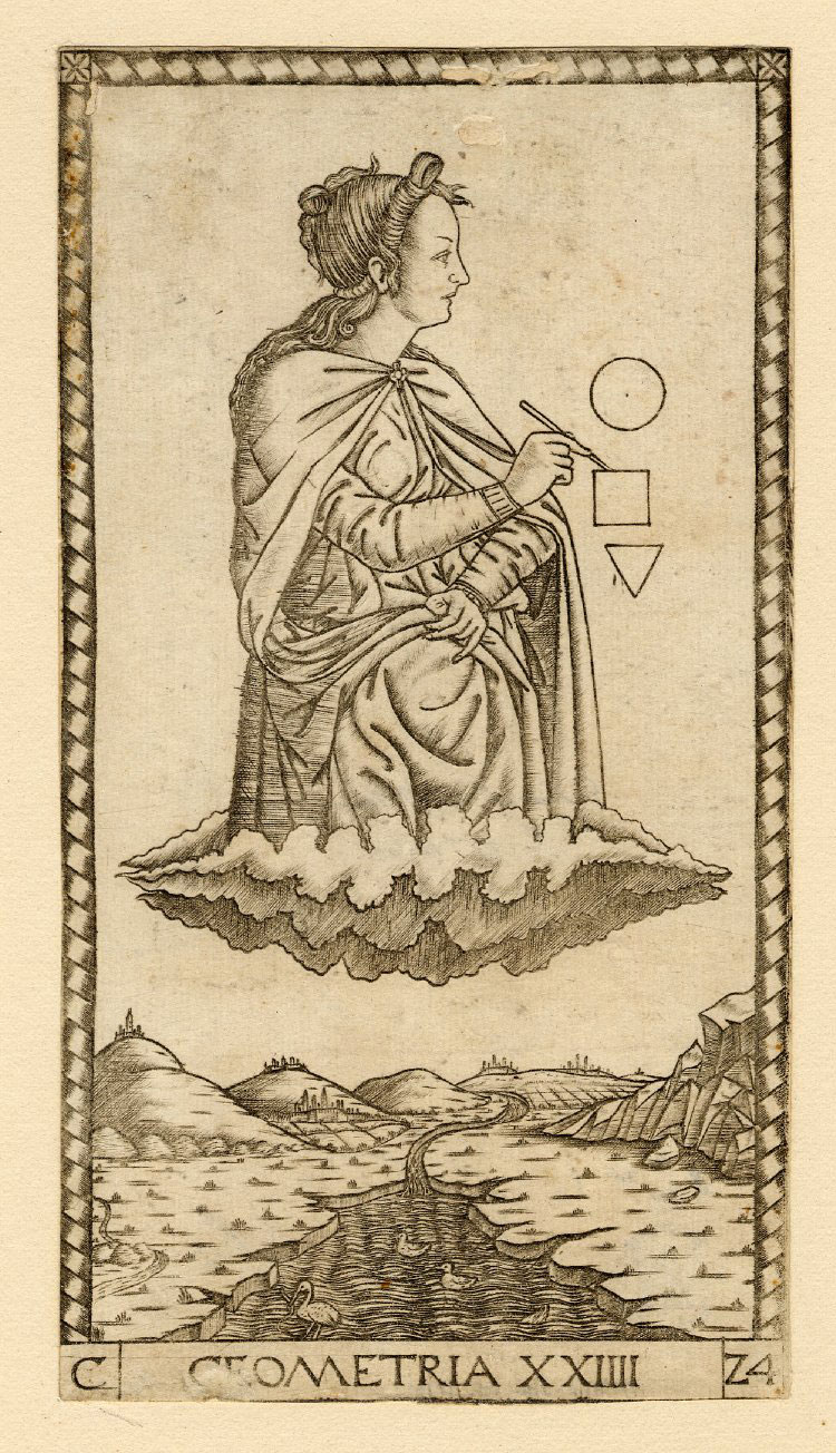 Geometria — allégorie de la Géométrie, Tarot dit de Mantegna, XVe siècle