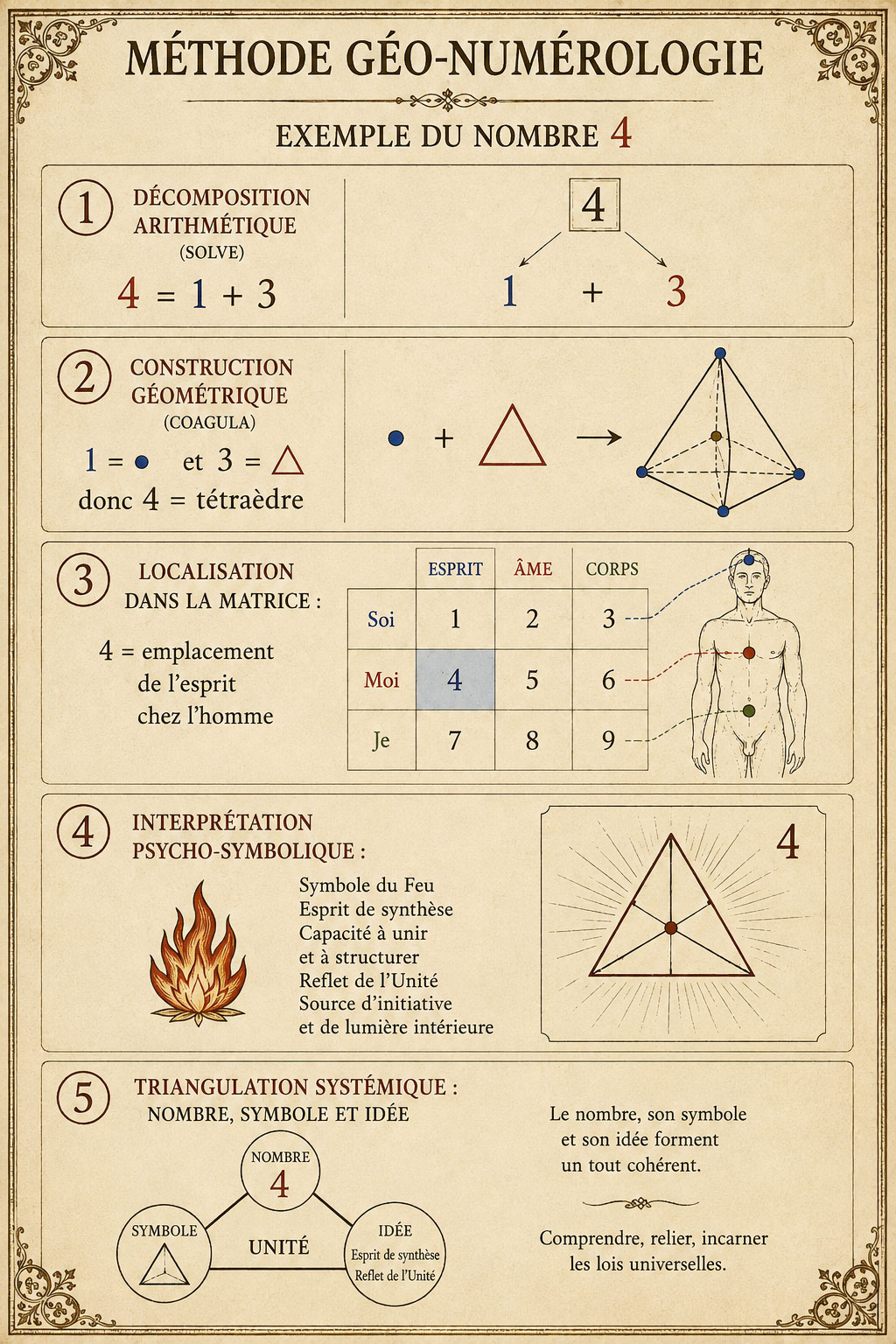 La méthode Géo-Numérologie — l'exemple du nombre 4 en cinq étapes